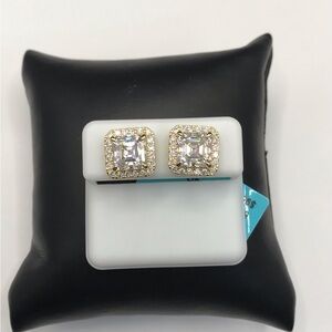 Gold over 925 Sterling Silver 6.76CT MOISSANITE Push back Stud Unisex Earrings